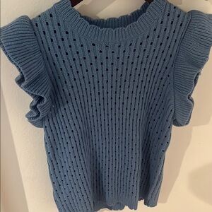 JODIFL Blue Ruffle Sleeve Top